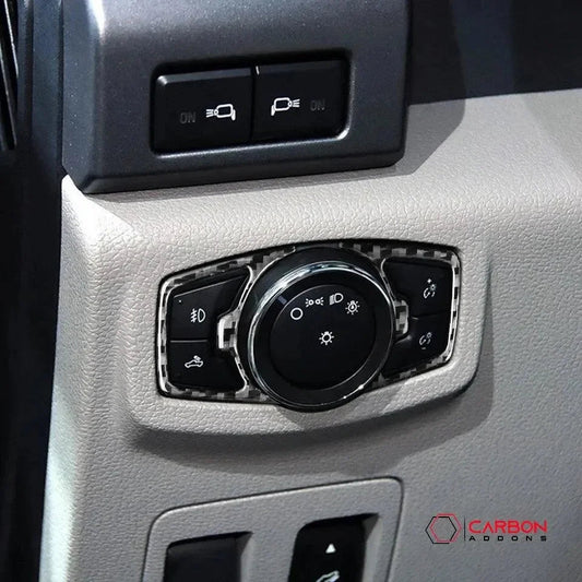 Real Carbon Fiber Headlight Switch Trim Overlay for Mustang 2015-2023
