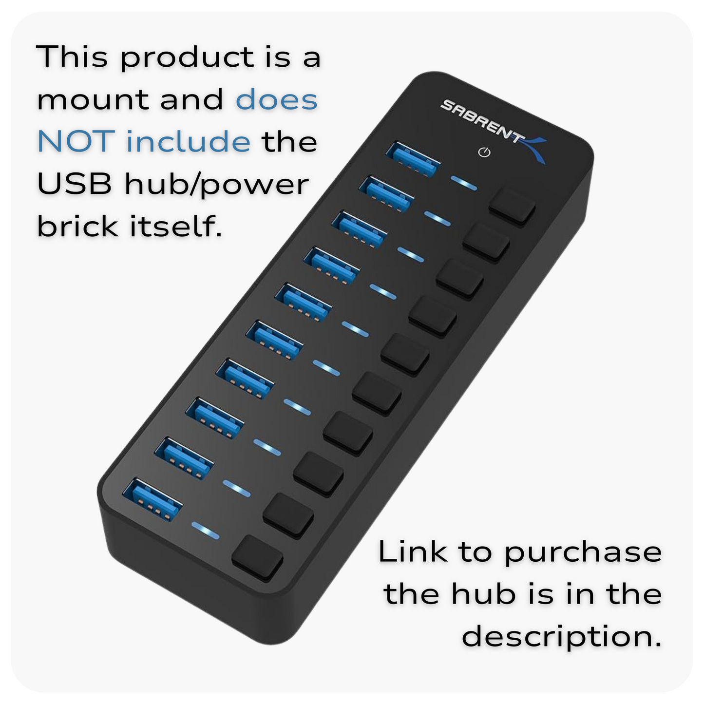 Sabrent 10 USB Hub Power Brick Brackets