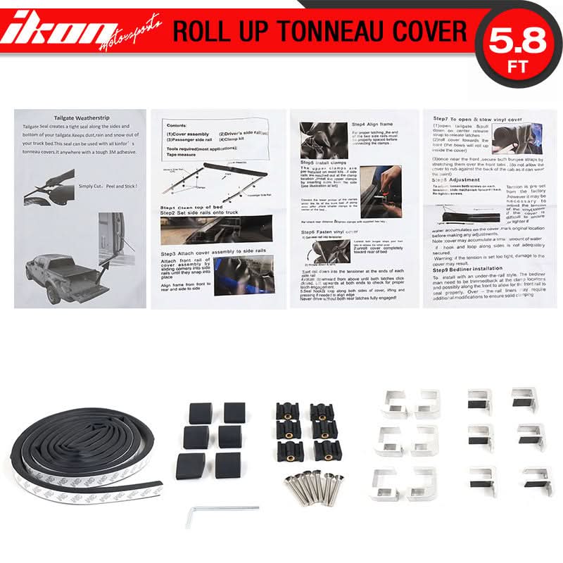 2014-2017 Chevy Silverdo Roll Lock Soft Tonneau Cover Black 5.8ft Bed