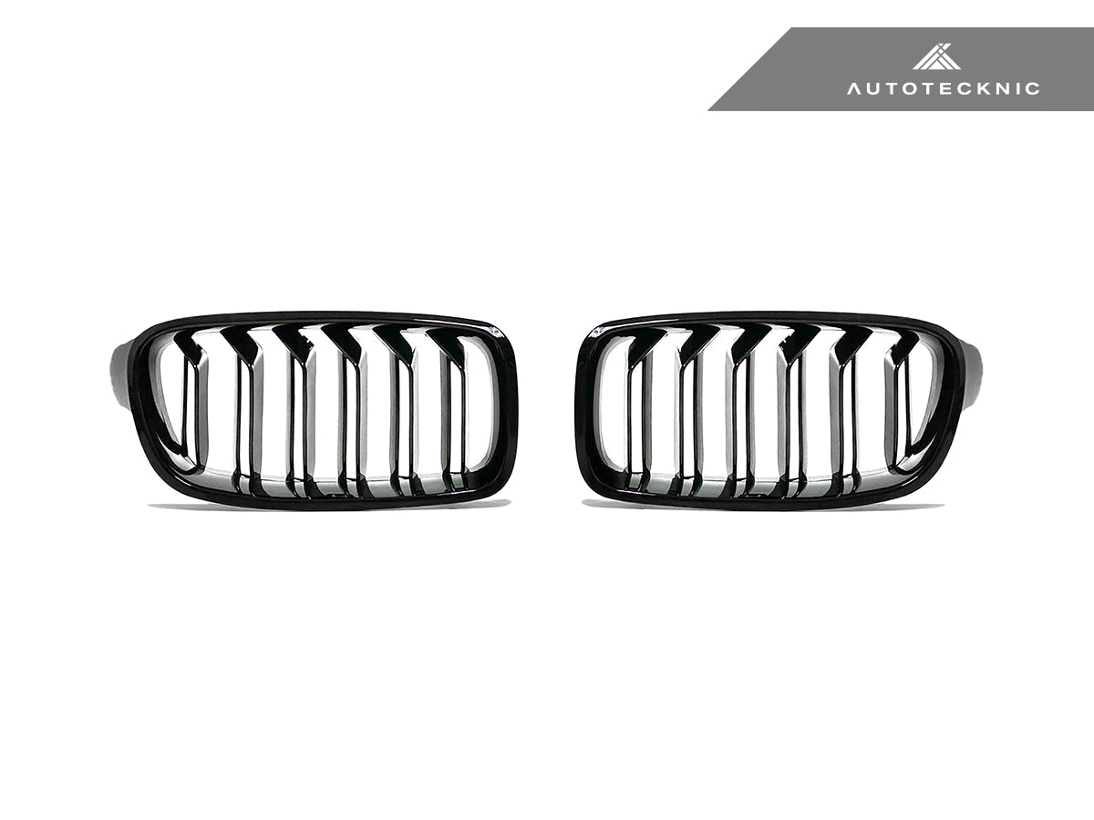 AutoTecknic Dual-Slat Glazing Black Front Grille Set - F30 3-Series
