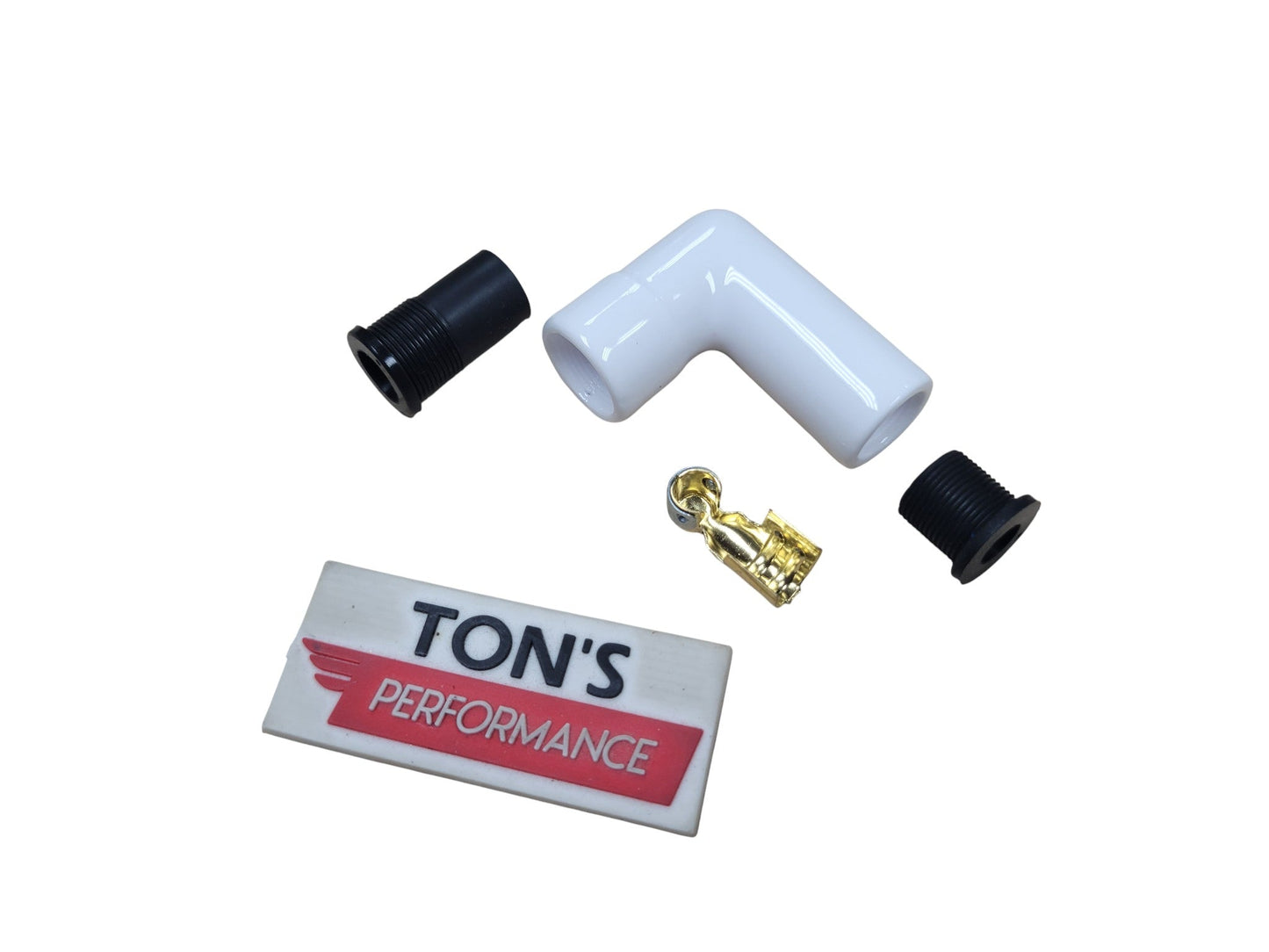 White Ceramic 8mm Spark Plug Boot 90 Degree right angle