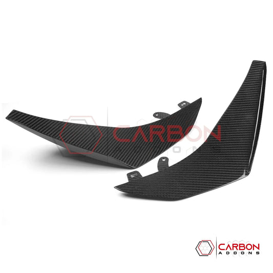 2023–2026 Corvette C8 Z06 & E-Ray Z07-Style Carbon Fiber Front Canards – Adhesive Mount (No Drilling Required)