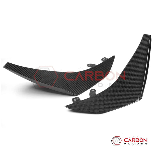2023–2027 Corvette C8 Z06 & E-Ray Z07-Style Carbon Fiber Front Canards – Adhesive Mount (No Drilling Required)