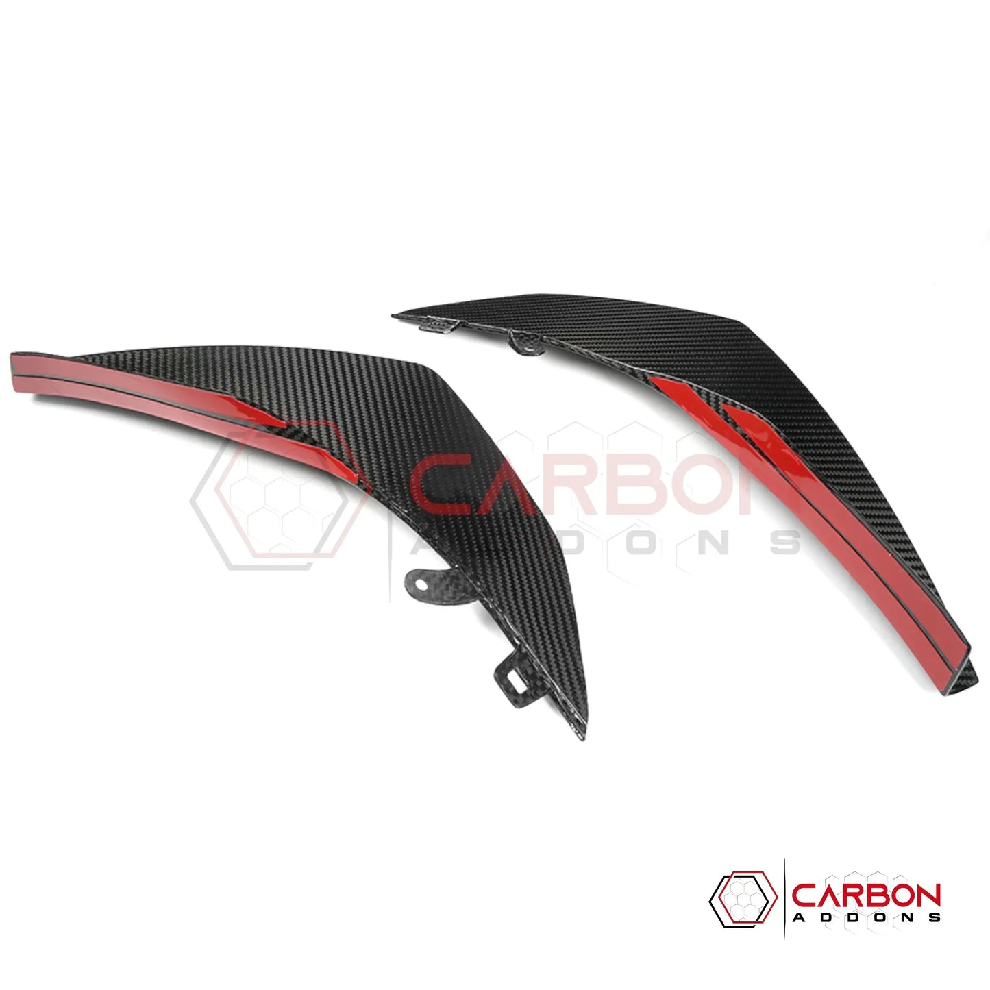 2023–2026 Corvette C8 Z06 & E-Ray Z07-Style Carbon Fiber Front Canards – Adhesive Mount (No Drilling Required)