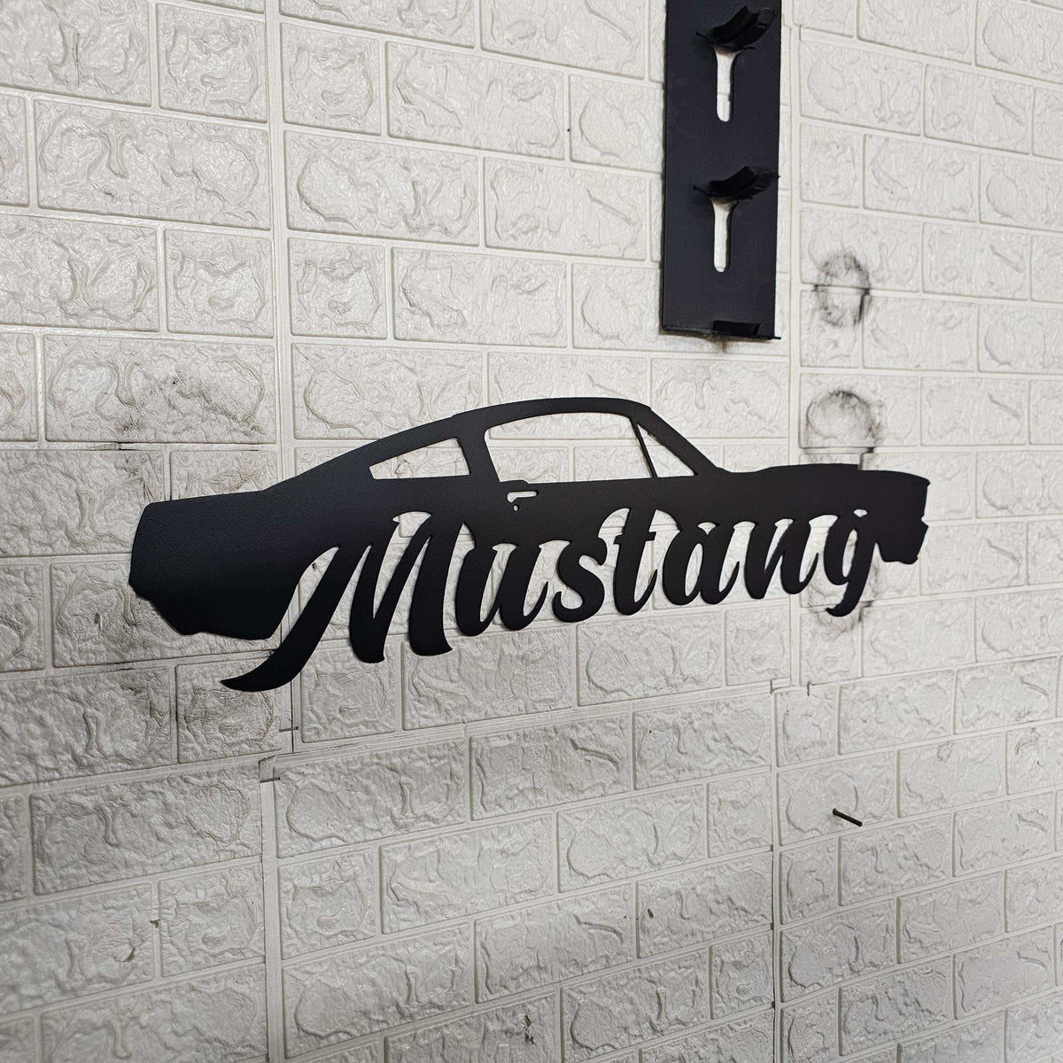 Classic Mustang Fastback Metal Wall Art – Plasma Cut Steel Garage Decor – Retro Car Gift for Mancave, Office, or Bar 20"x6"