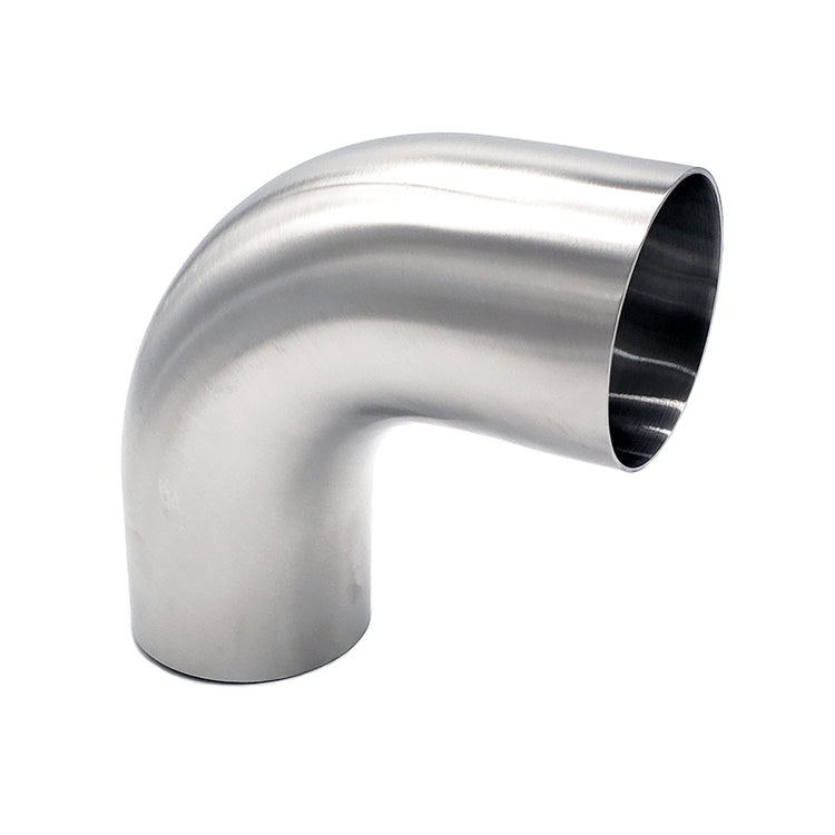 2.500" 16ga Tight Radius 90° Mandrel Bend w/ 2" Tangents - (2.500" CLR) - Brushed Finish - 304 Stainless