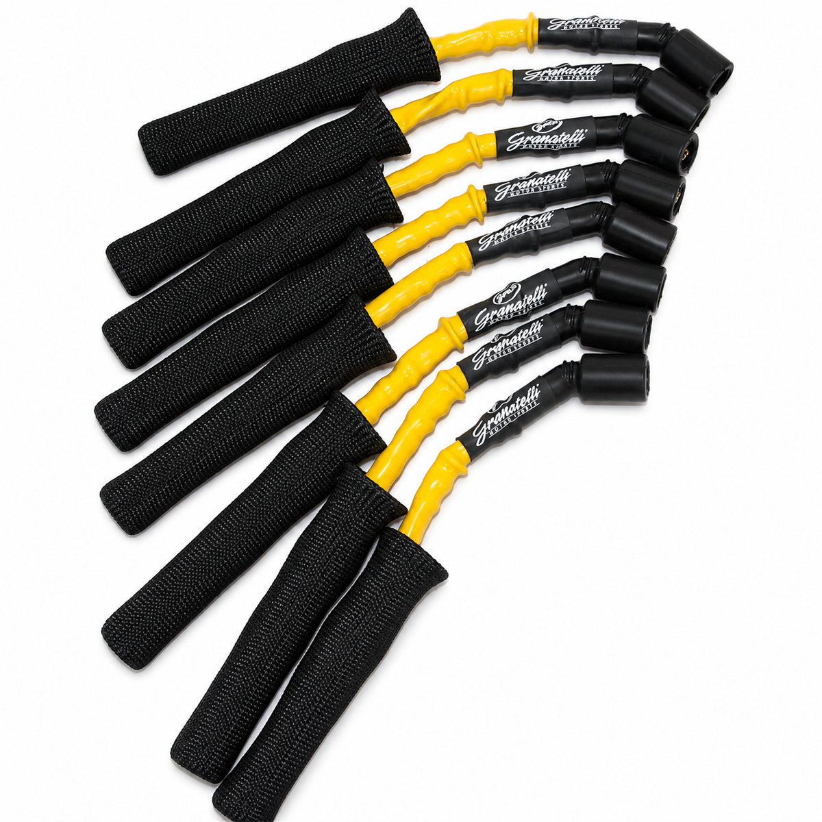 Granatelli 10" GM L83 5.3L/L86 6.2L Truck/SUV 0-Ohm Yellow High-Temp Spark Plug Wires w/ Black Heat Sleeves – 28-5362HTYB