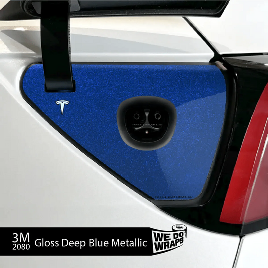3M Deep Blue Metallic Tesla Charge Port Wrap | Model Y