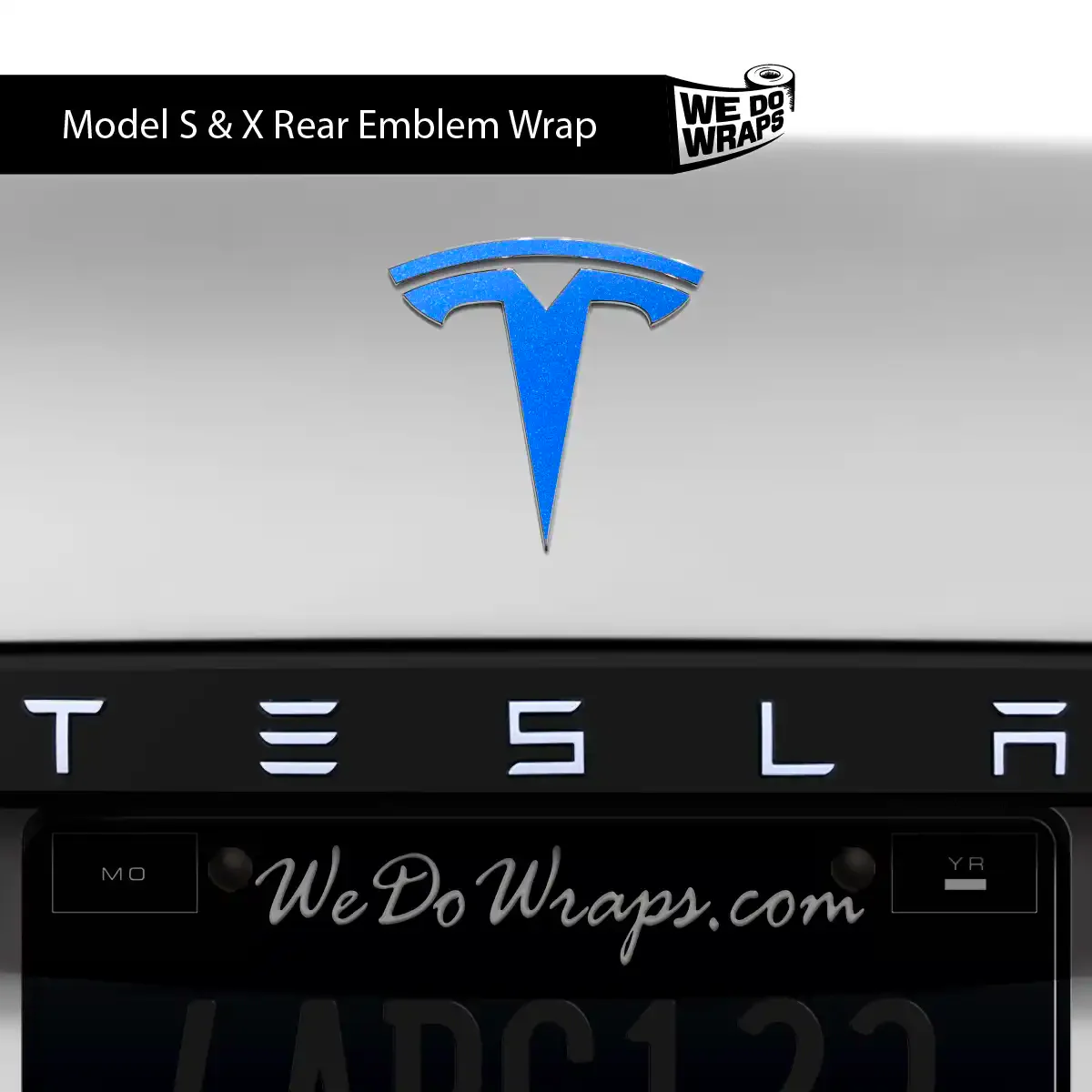 3M Gloss Fire Blue Tesla Emblem Decals (Front + Back) | Model S