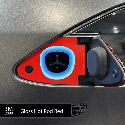 3M Gloss Hot Rod Red Tesla Charge Port Wrap | Model X