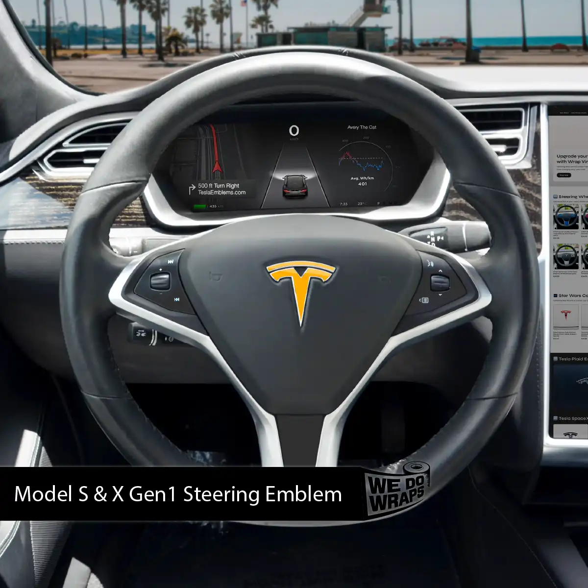 3M Gloss Sunflower Yellow Tesla Steering Wheel Wrap | Model S