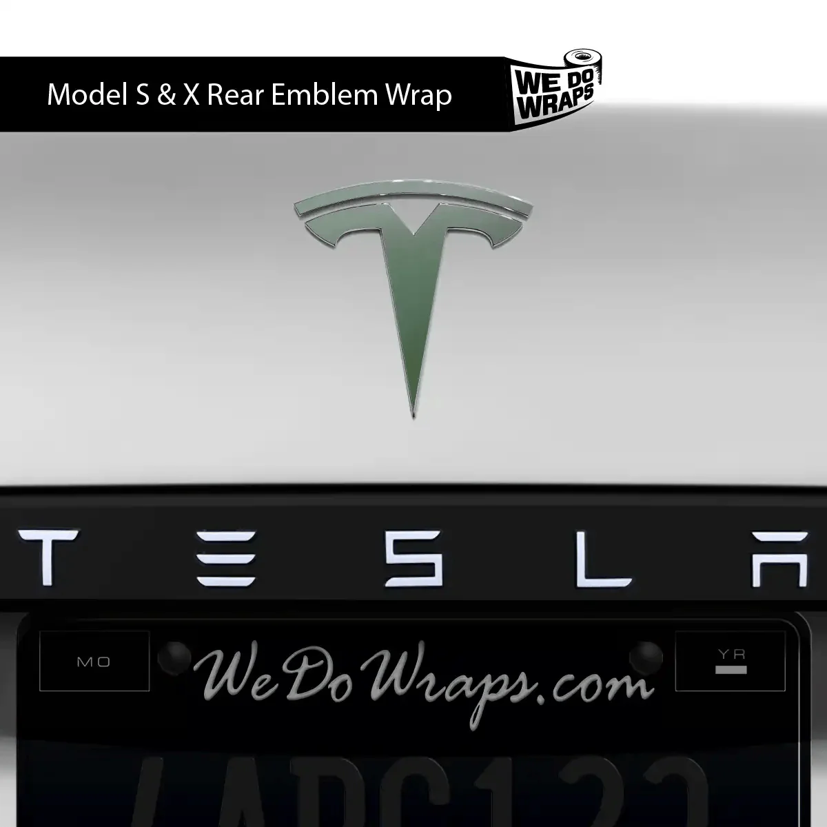 3M Matte Military Green Tesla Emblem Decals (Front + Back) | Model X