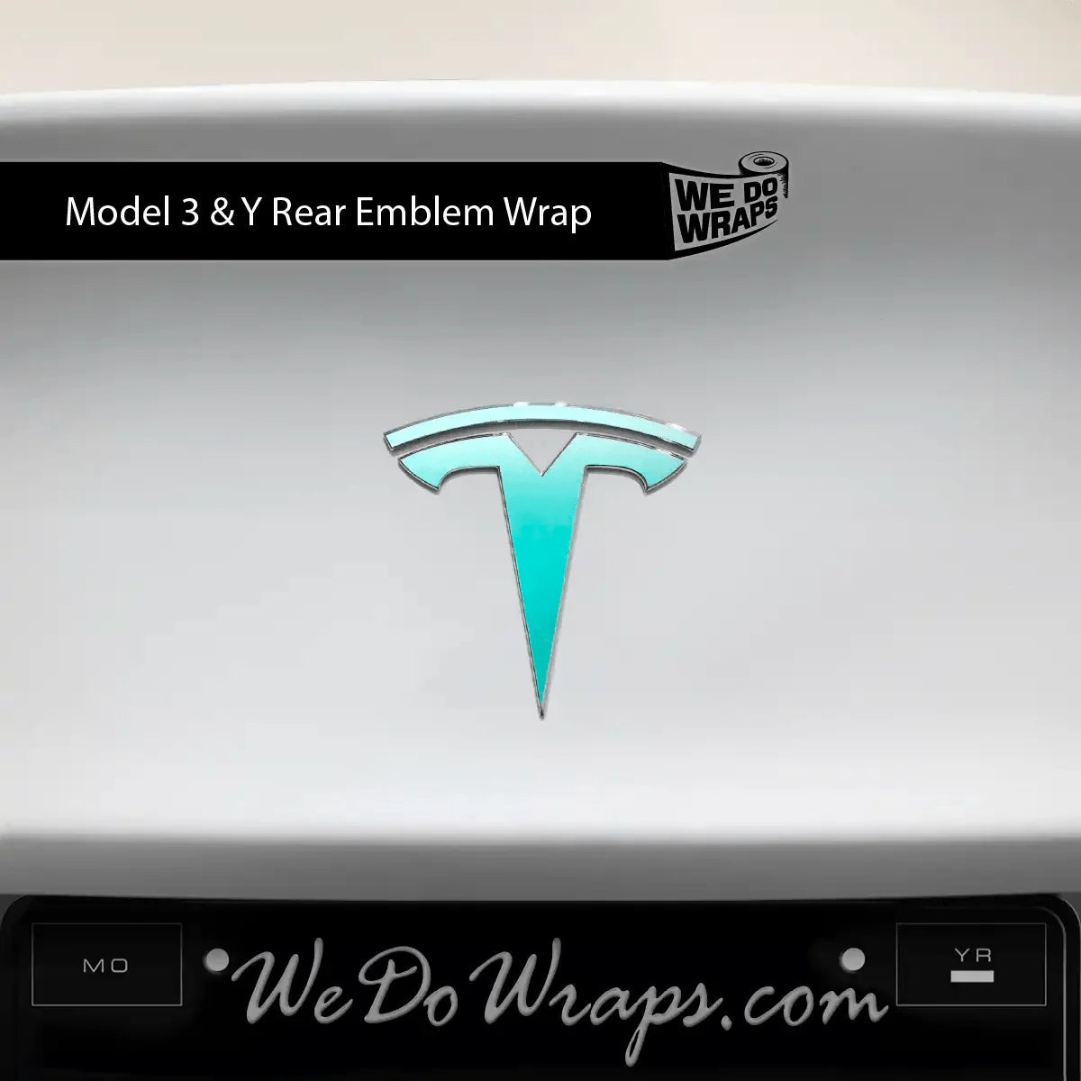 3M Satin Key West Tesla Emblem Decals (Front + Back) | Model Y