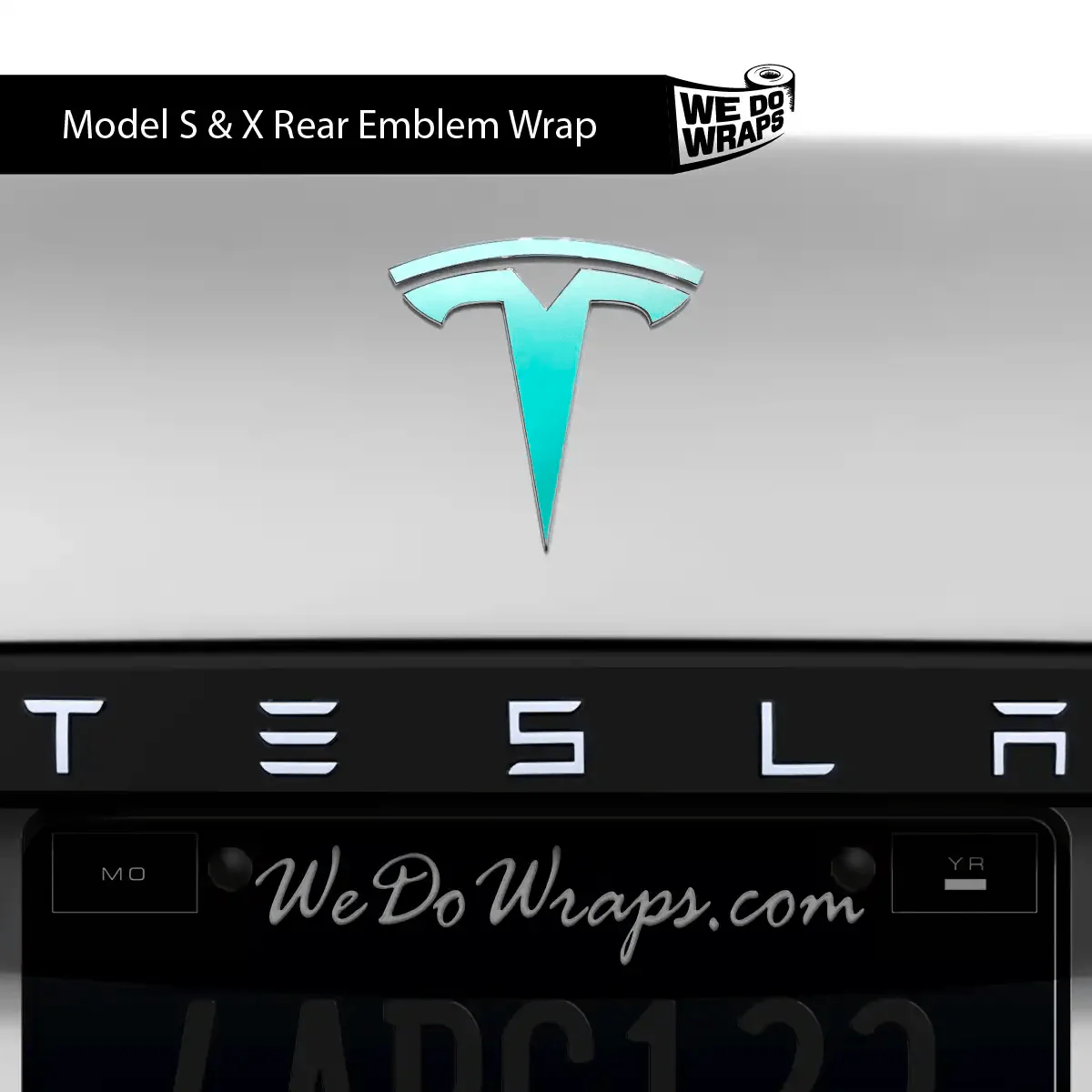 3M Satin Key West Tesla Emblem Decals (Front + Back) | Model X