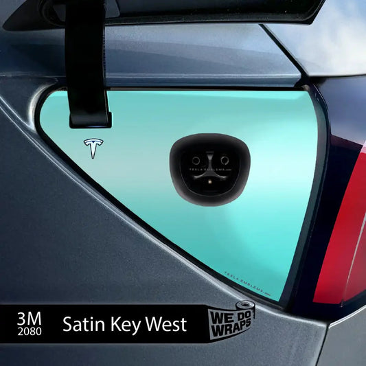 3M Satin Key West Tesla Charge Port Wrap | Model 3
