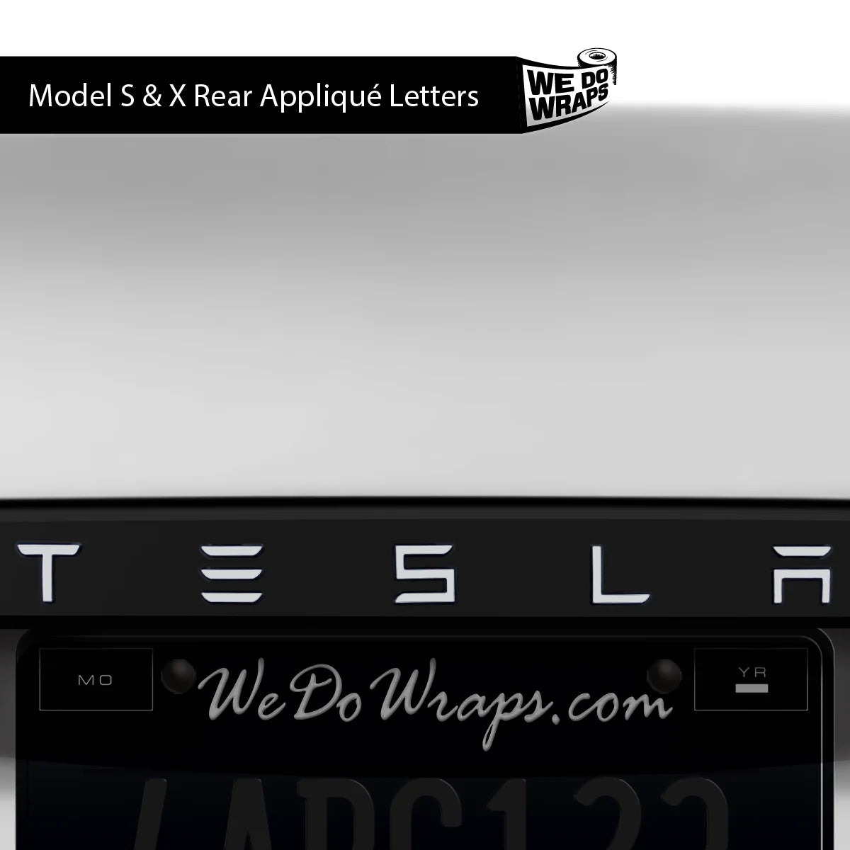 3M Satin White Tesla Emblem Decals (Front + Back) | Model S