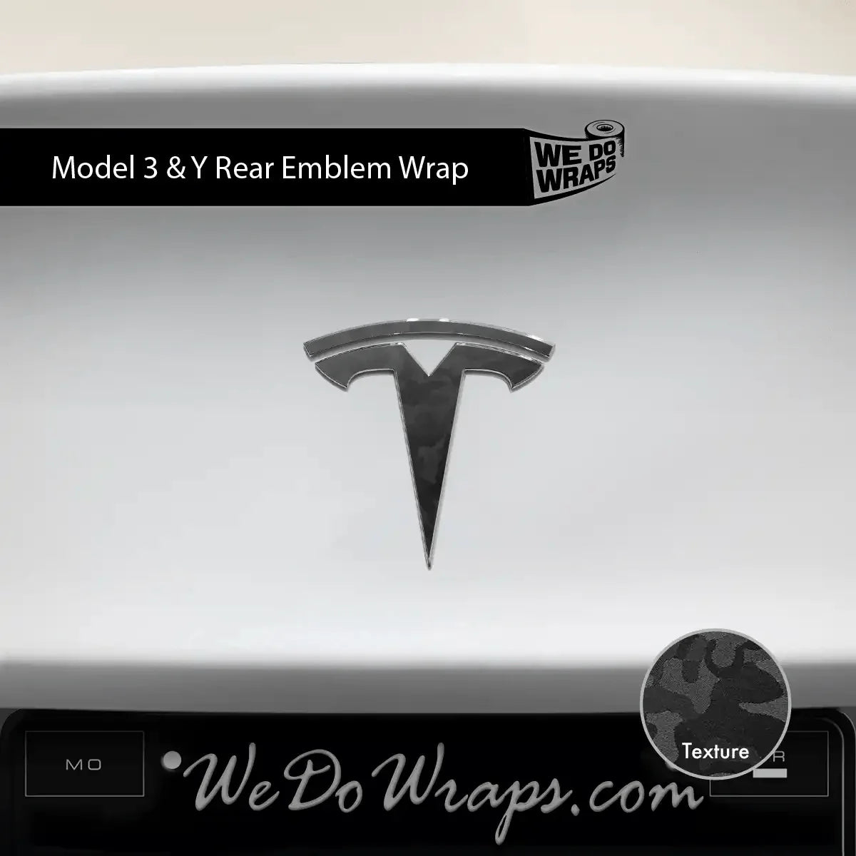 3M Shadow Black Camo Tesla Emblem Decals (Front + Back) | Model 3