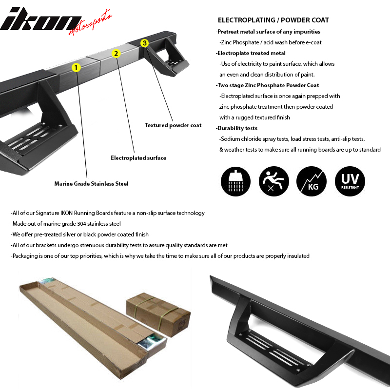 2007-2021 Toyota Tundra Crew Max IKON V2 Black Running Boards Steel