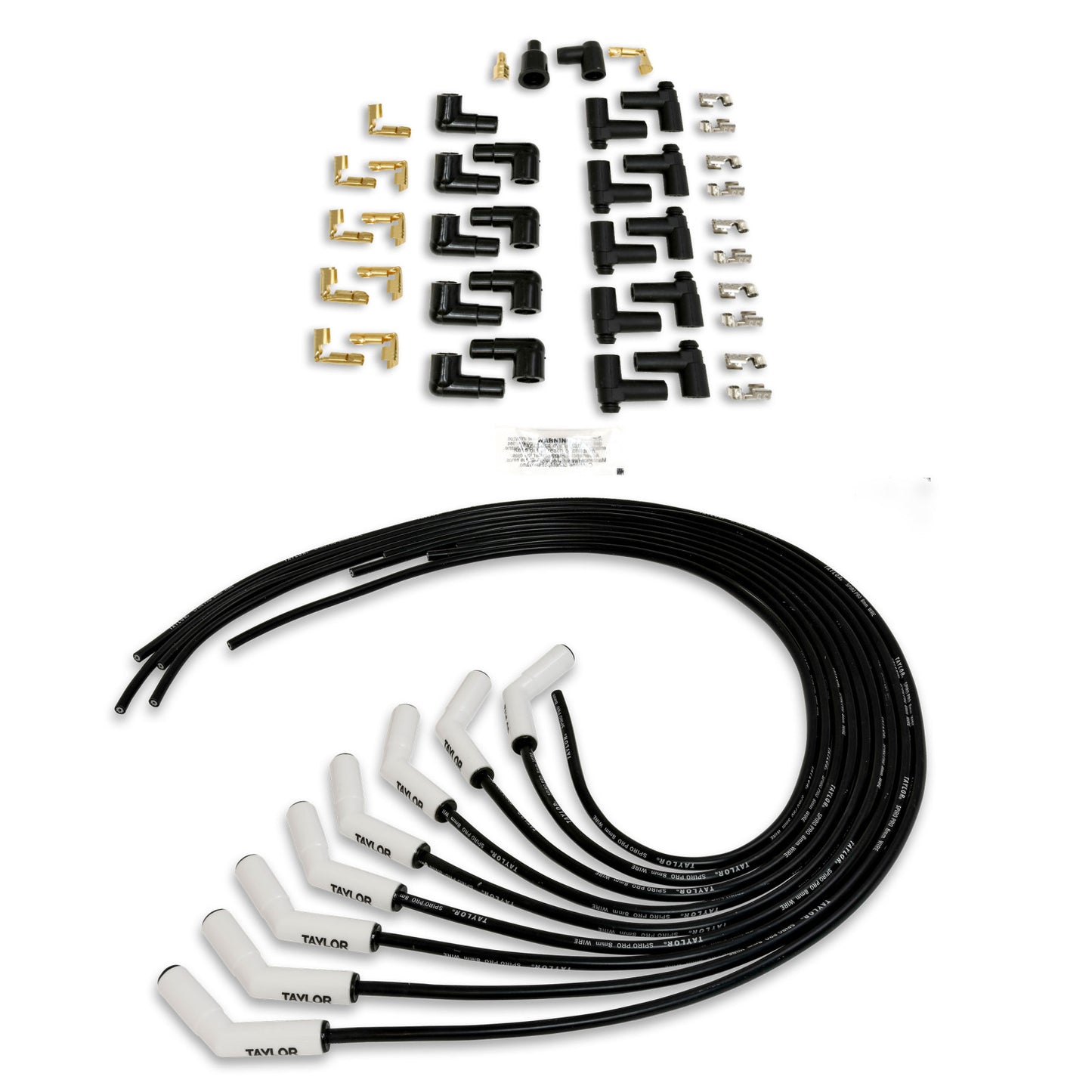 Taylor Cable 8mm Spiro Pro White Ceramic Boot Universal Wire Set 135 Black 75053