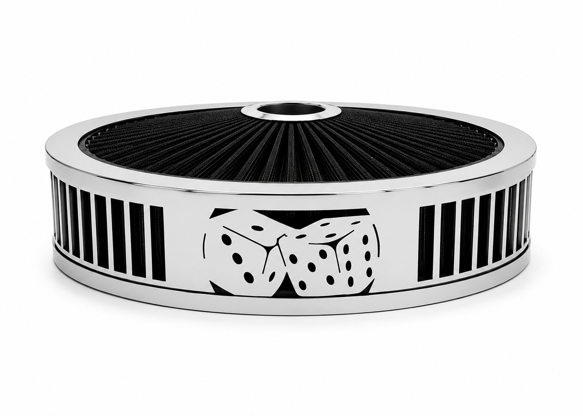 Granatelli Blingz Beauty Bandz Black & Chrome Air Filter Assembly – Craps Graphic – 750026