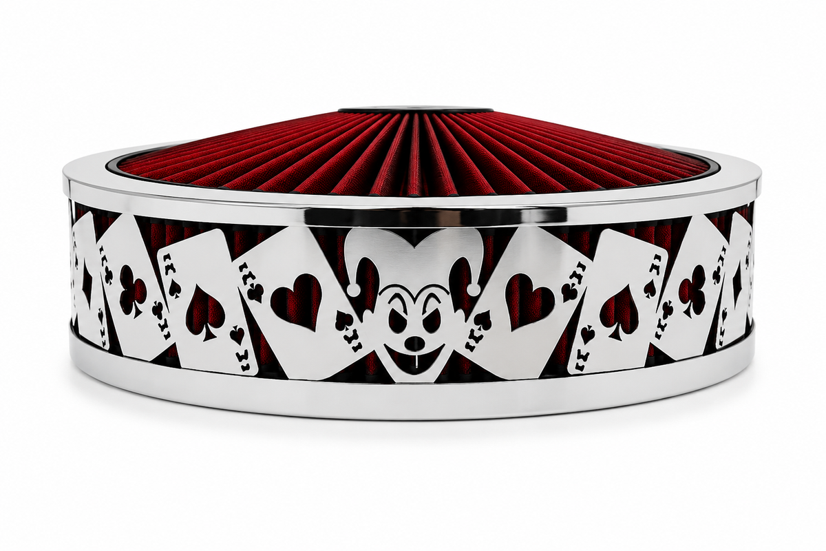 Granatelli Blingz Beauty Bandz Red & Chrome Air Filter Assembly – Jokers Wild Graphic – 750042