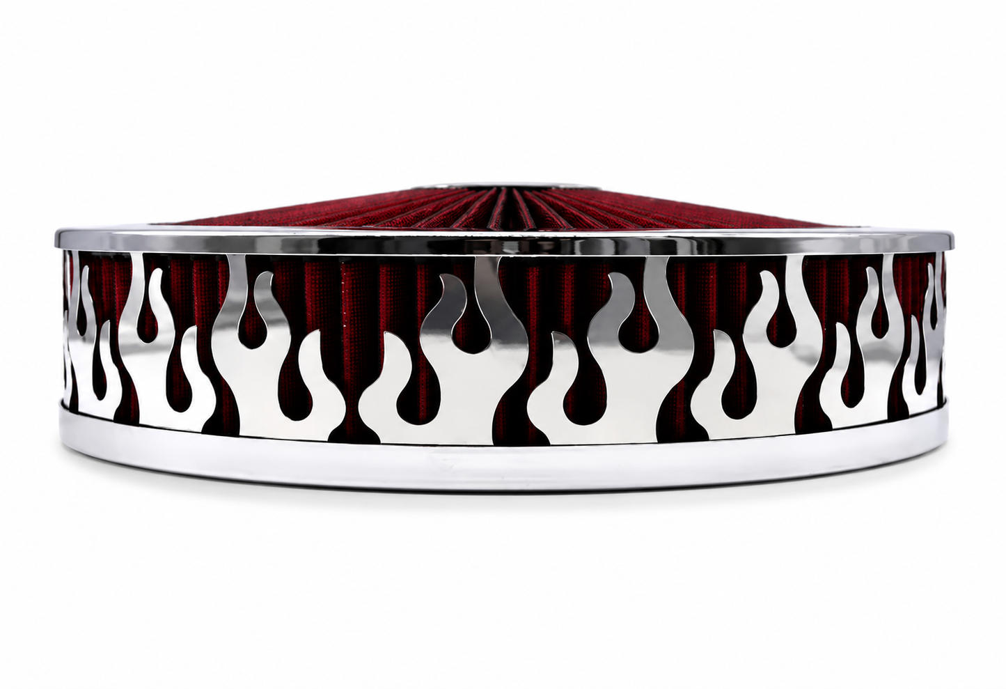 Granatelli Blingz Beauty Bandz Red & Chrome Air Filter Assembly – Flames Graphic – 750044