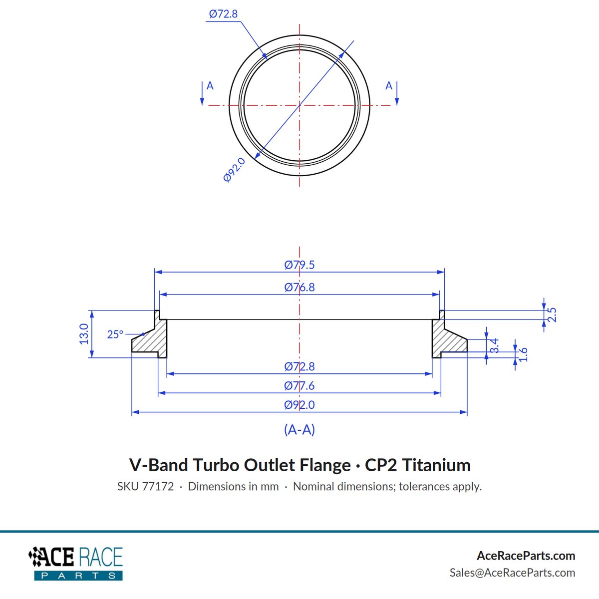 Turbo Outlet Flange - (PTE) Precision Turbo Medium Frame Turbo Housings - CP2 Titanium