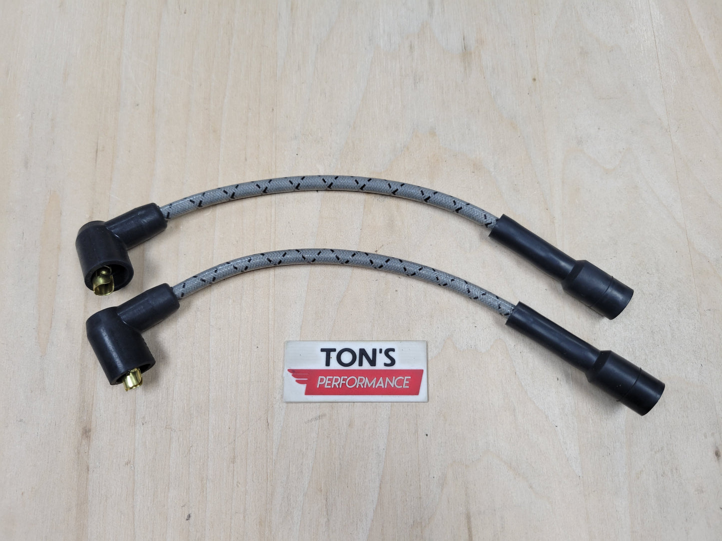 Cloth Braided Plug Wires Harley Sportster 1988 - 2003 / PAIR OF SHORT WIRES FOR RELOCATED COIL