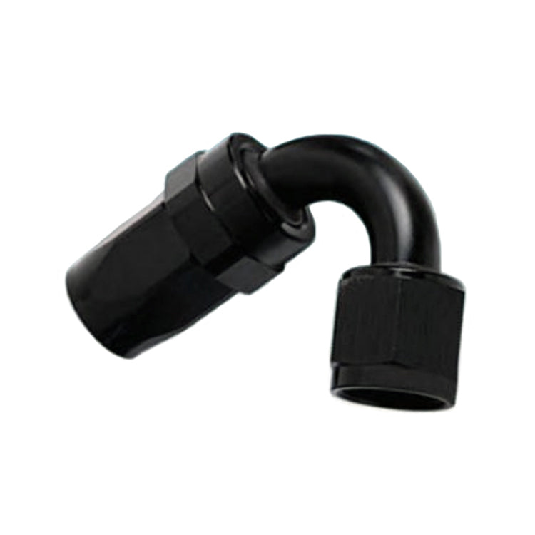 -12AN Female 120° Hose End, Swivel Style, Black Hard Anodized Aluminum