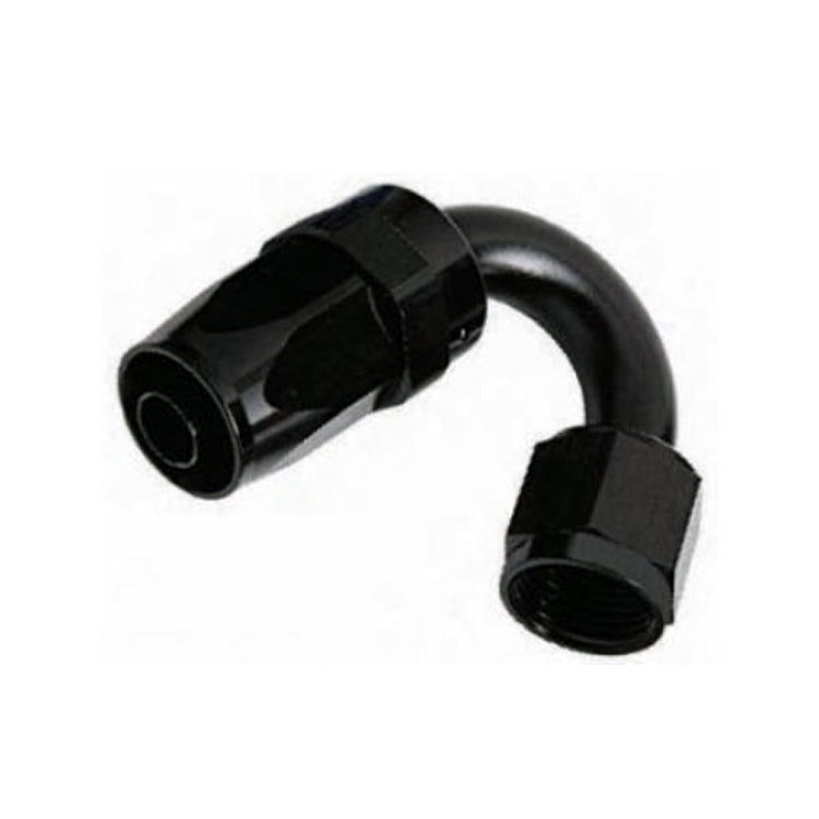-4AN Female 150° Hose End, Swivel Style, Black Hard Anodized Aluminum