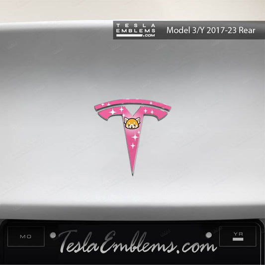 Aggretsuko Tesla Emblem Decals (Front + Back) | Model Y