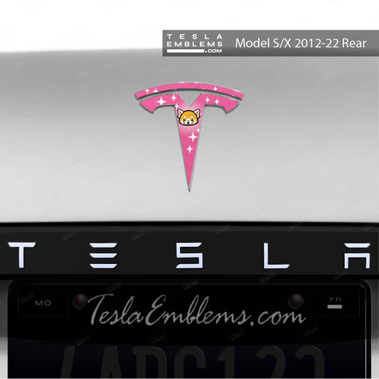 Aggretsuko Tesla Emblem Decals (Front + Back) | Model X