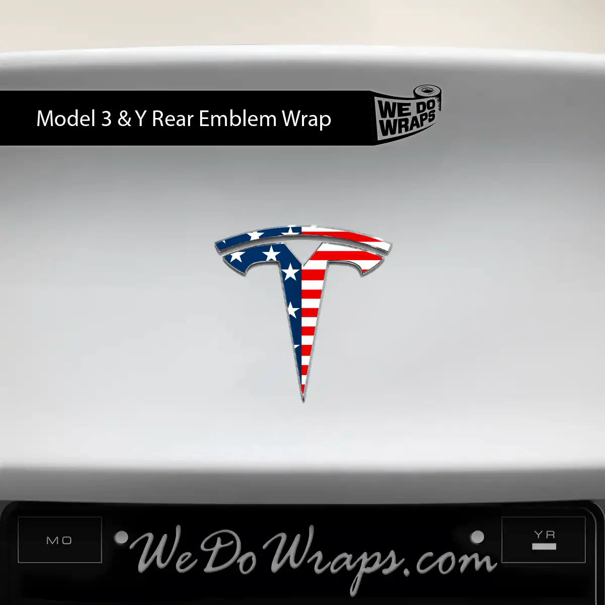 American Flag Tesla Emblem Decals (Front + Back) | Model 3