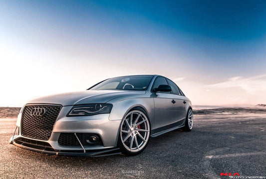 Nia Body Kits upgrades your Audi A4 an aggressive stance without altering with the factory design with the 2006-2010 A4 NIA Front Splitter. Made to fit the B8 and B8.5 (2009-2016). Contact us at www.niaautodesign.com