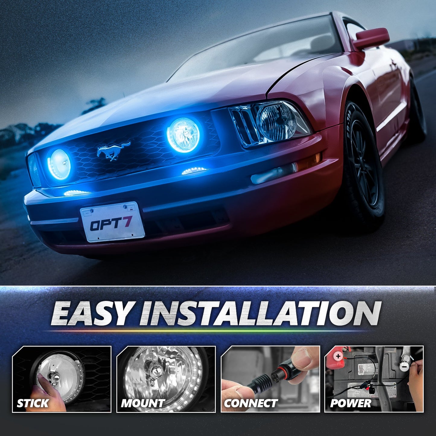 AURA 5th gen (S197) Mustang Bundle: RGB Halo O rings + Grille + Interior w- Bluetooth APP and Remote Controlled