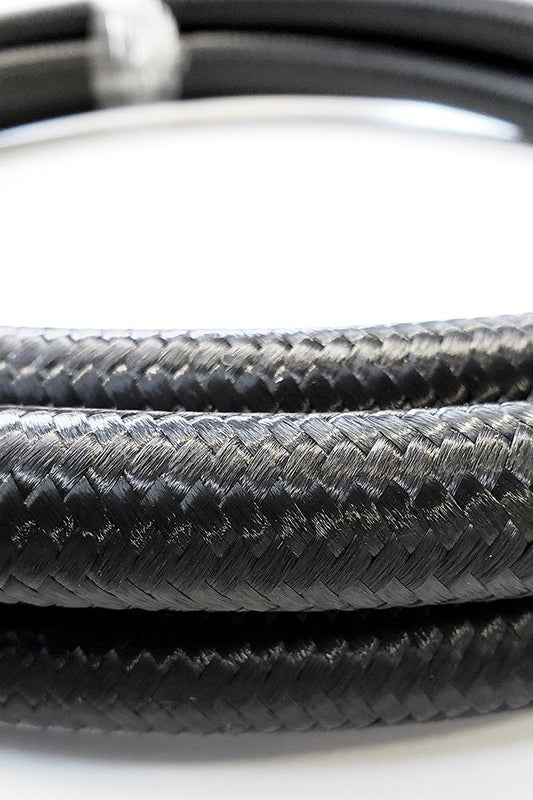 -6AN Black Nylon Braided Flex Hose with Reinforced Rubber Liner - 5 Foot Length