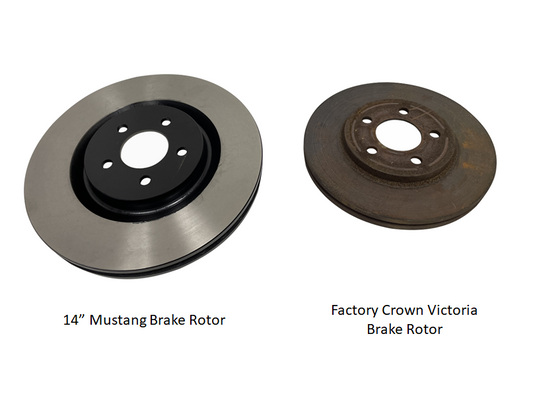 Bored out 14" Mustang brake rotor for Crown Vic