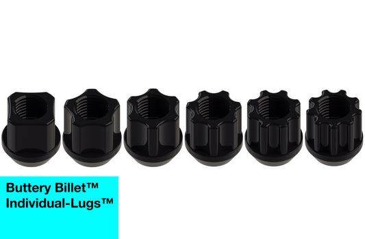 buttery billet™ Individual-Lugs™ - Open End - For 6 Lug Wheels - Each Lug Nut Is Unique (Made to order)