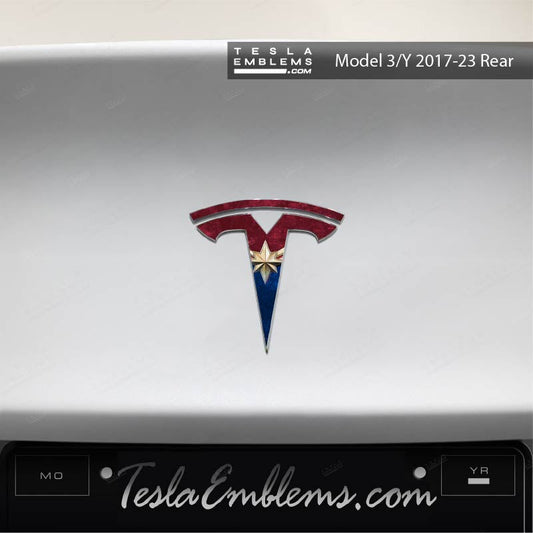 Captain Marvel Tesla Emblem Decals (Front + Back) | Model X