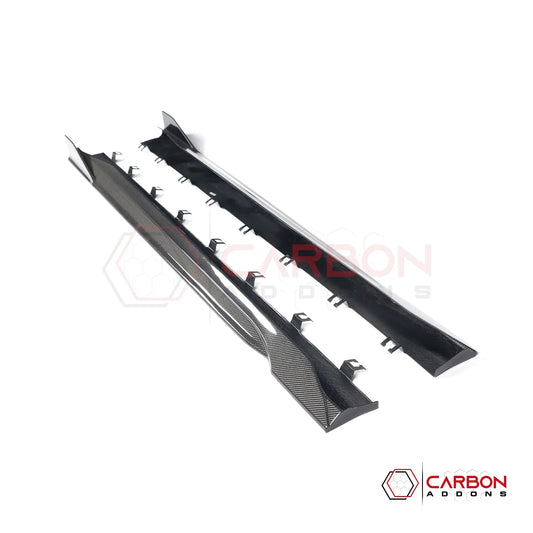 Real Carbon Fiber Side Skirts with Winglets for 2024+ Ford Mustang