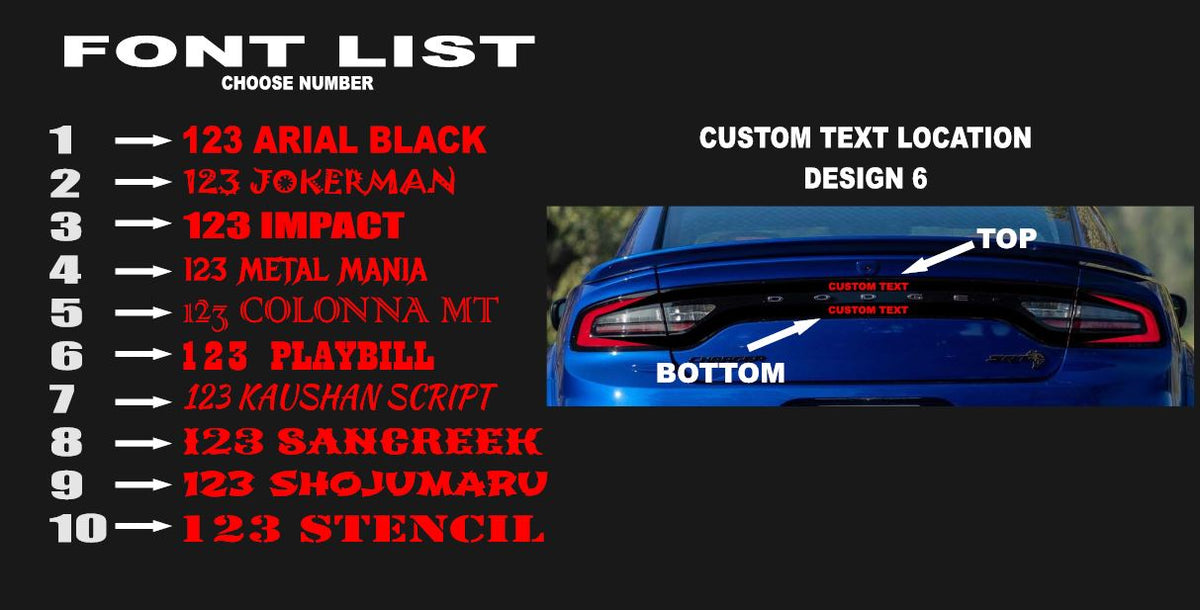 15-23 Dodge Charger Taillight Decal Design 6