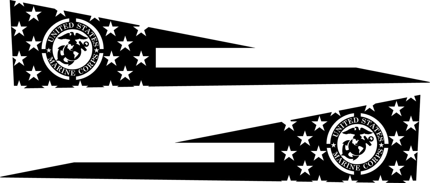 United States Marine Corps Bedside Panel Decals For The 2023-2026 Tesla Cybertruck (x2)