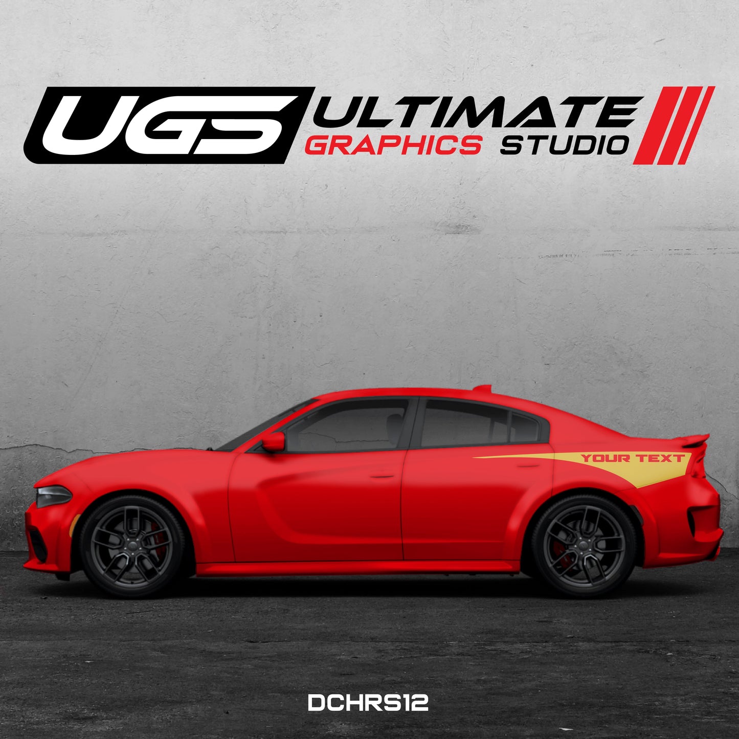 Dodge Charger Side Graphics 1 Color Custom Text