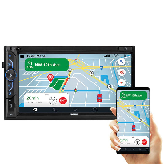 6.9" Touchscreen Mechless Double-DIN Headunit with Bluetooth, USB, Mirror Link & Car Play