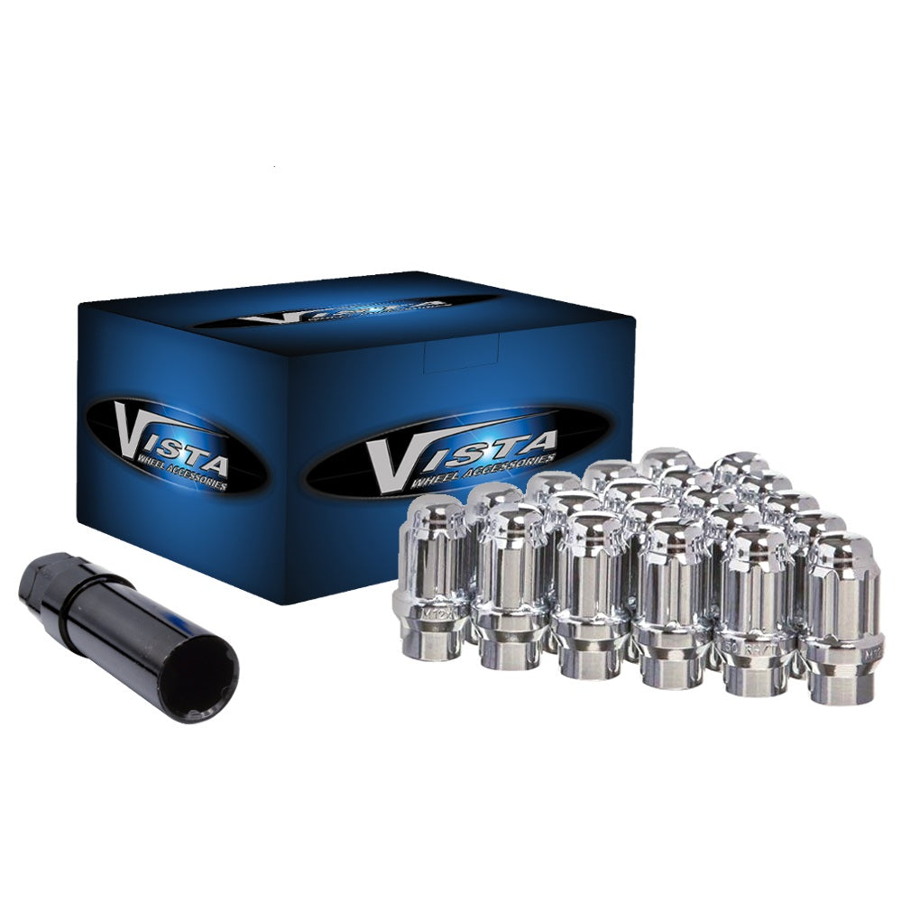 12x1.5 Bulge Acorn Spline ET Lug Nuts 1.55" 5 Lug Install Kit Chrome - Vista Wheel Accessories DPC55015SE