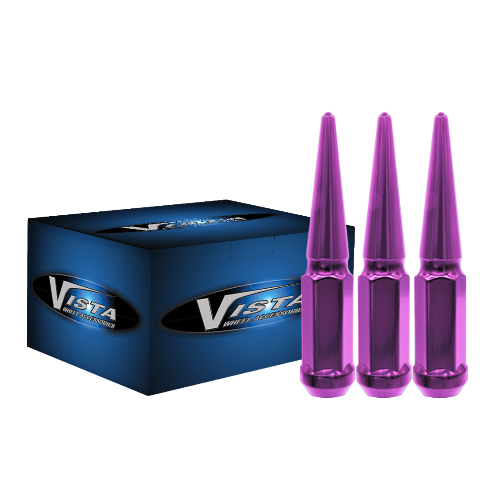 14x2 Spike Lug Nuts 3/4" Hex 111mm 6 Lug Install Kit Purple - Vista Wheel Accessories DPC5642LSPKP