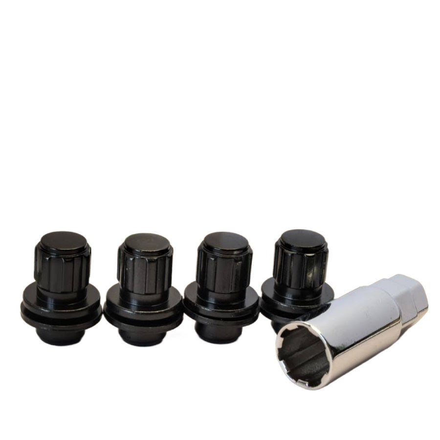 12x1.5 OE Style Mag Lug Nut 1.54" 0.72" Shank Lock Set Fits Toyota Black - Vista Wheel Accessories DPC6015LB
