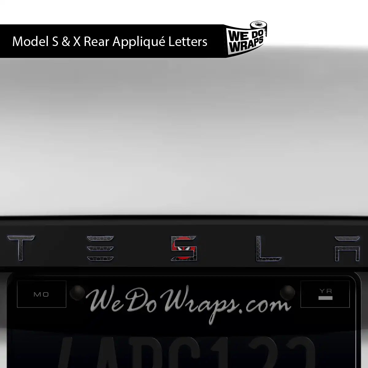 Dead Pool Tesla Emblem Decals (Front + Back) | Model X