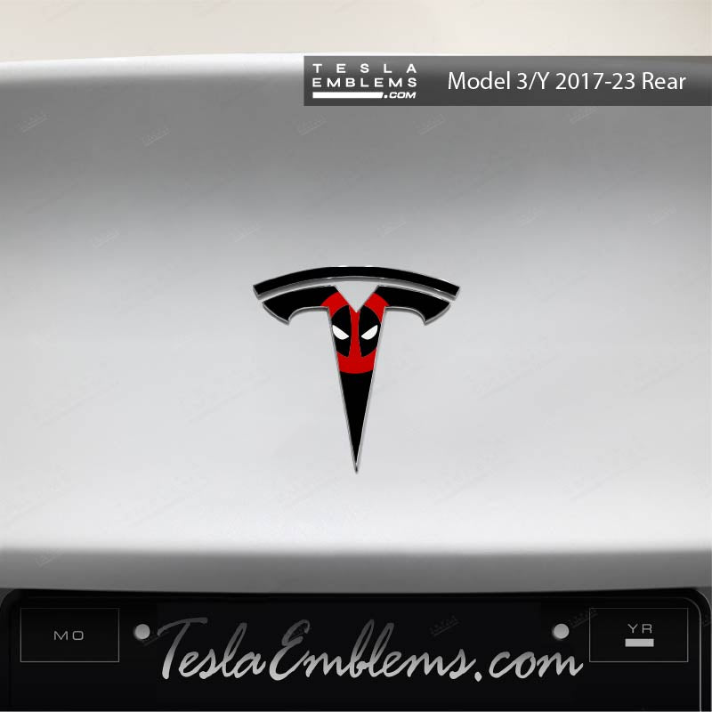Deadpool Tesla Emblem Decals (Front + Back) | Model 3