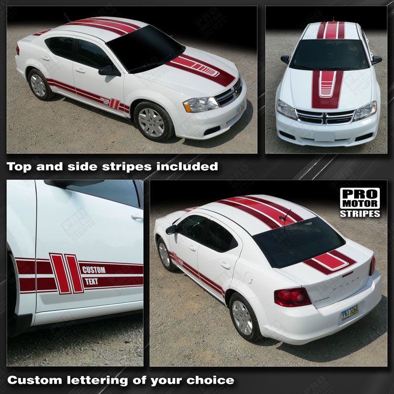 Dodge Avenger 2008-2014 Multi Color Center and Side Stripes
